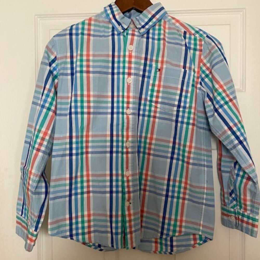 Tommy Hilfiger Boys Button Down Shirt Size Medium 12/14